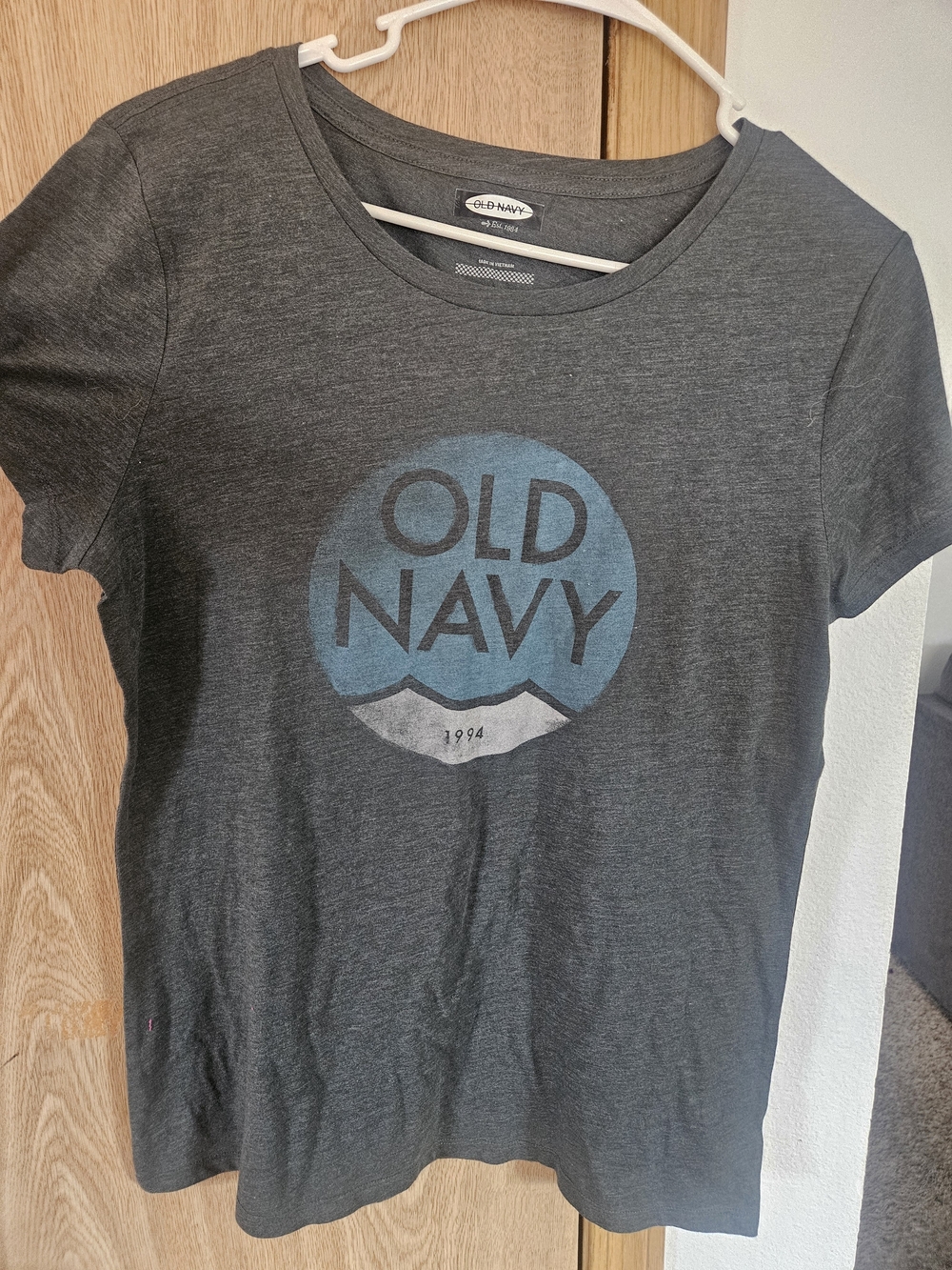 Old Navy Charcoal Short-Sleeve Tee with Blue Logo